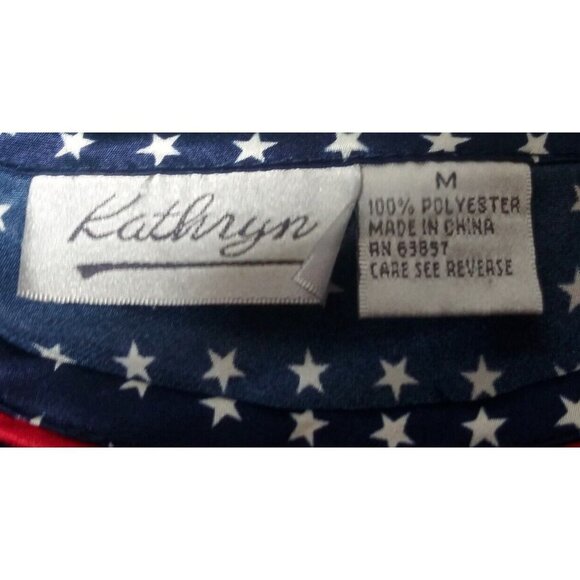 Womens American Flag Tank Top Sz M Cami cropped boxy 4th of July Patriotic shiny - Picture 6 of 9